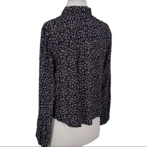 Rails size small long sleeve navy blue button down pink floral front knot shirt - Picture 3 of 16